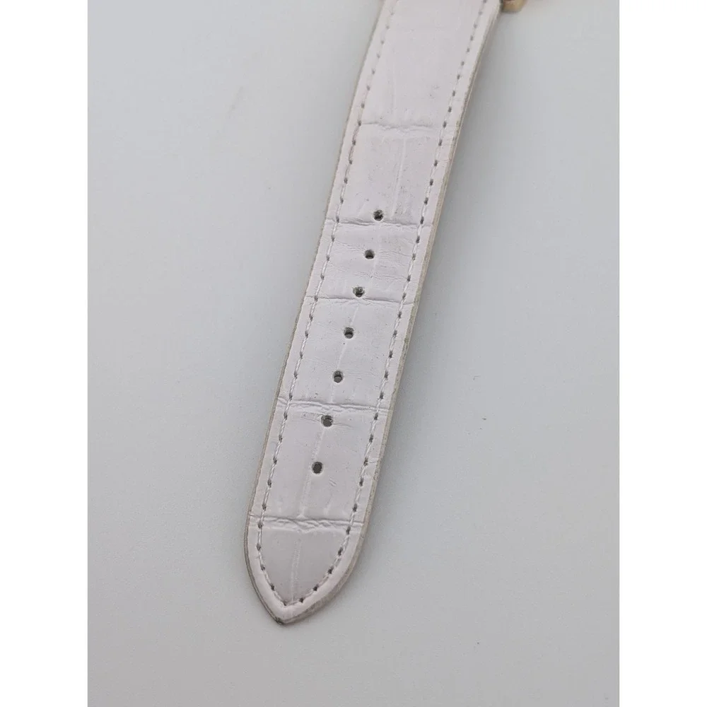 Manhattan by Croton Watch Women 40mm Case Pave Bezel White Band- New Battery‎